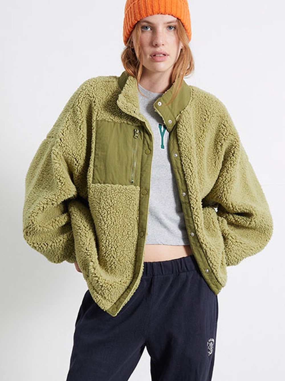 NWT PacSun Green Sherpa Fleece Jacket